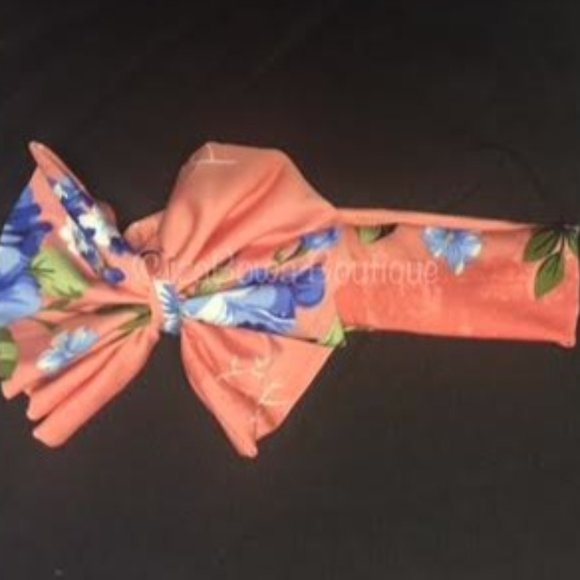Other - Peach Floral Big Bow Headband
